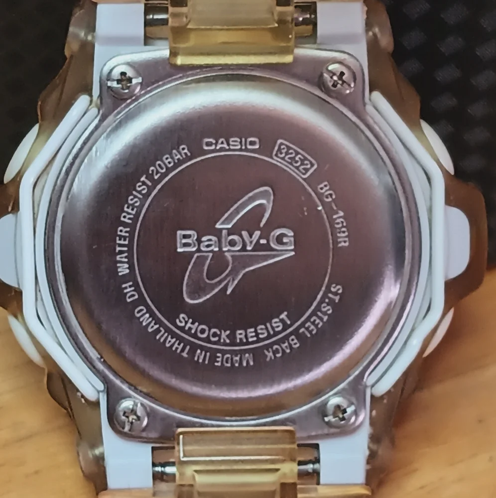 X Casio Baby-G Amber Digital Watch 43mm case with white wire protective cage - Picture 5 of 9